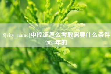 简阳中控证怎么考取需要什么条件2024年的
